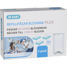 Bild på 2B Baby Refillpåsar PLUS till 26 liters blöjhink 3-pack (1740 st blöjor)