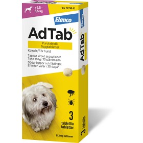 Bild på AdTab 112 mg tuggtabletter för hund (>2,5-5,5 kg) 3 st