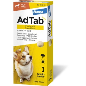 Bild på AdTab 225 mg tuggtabletter för hund (>5,5-11 kg) 3 st