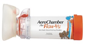 Bild på AeroChamber Plus Flow-Vu andningsbehållare med mask, liten (orange) 1 st