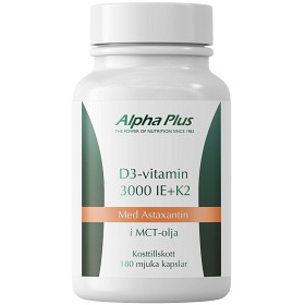 Bild på Alpha Plus D3-vitamin 3000 IE + K2 180 kapslar