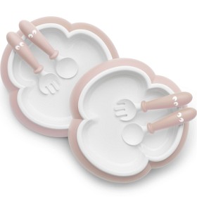 Bild på BabyBjörn Tallrik & Bestick 2-pack Blekrosa