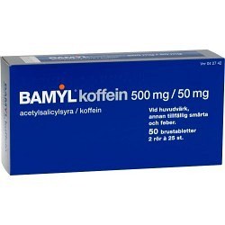 Bild på Bamyl koffein, brustablett 500 mg/50 mg 2 x 25 st