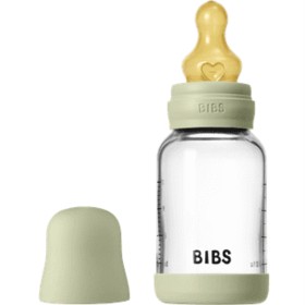 Bild på BIBS Glass Baby Bottle Round Latex 120 ml Slow Flow Sage