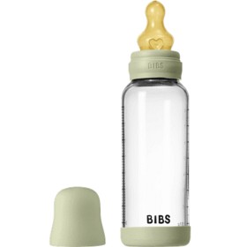 Bild på BIBS Glass Baby Bottle Round Latex 240 ml Medium Flow Sage