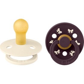 Bild på BIBS Pacifier Colour Holiday Bow 2-pack Latex Size 1, Ivory/Plum