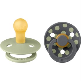 Bild på BIBS Pacifier Studio Colour 2-pack Polka Latex Size 1 Sage/Iron