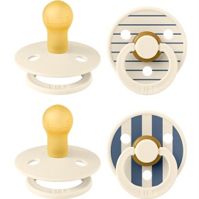 Bild på BIBS Pacifier Studio Colour 4-pack Latex Size 1, Pin Ivory Vanilla Mix/Pin Ivory Steel Blue Mix