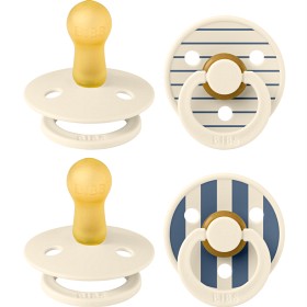 Bild på BIBS Pacifier Studio Colour 4-pack Latex Size 2, Pin Ivory Vanilla Mix/Pin Ivory Steel Blue Mix