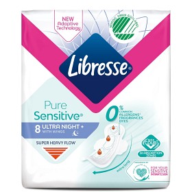 Bild på Libresse Pure Sensitive Ultra Goodnight+ Wing 8 st
