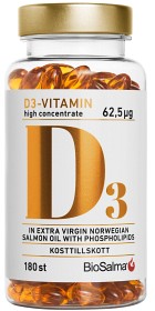 Bild på BioSalma D3-vitamin 62,5µg high concentrate 180 kapslar