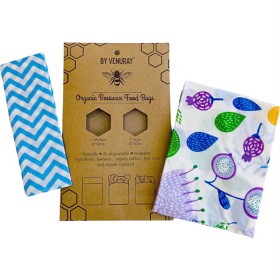 Bild på Venuray Bivaxpåsar Blommor & Blått mönster 2-pack