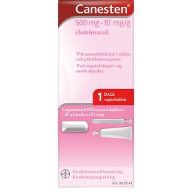 Bild på Canesten 1 vaginaltablett 500 mg + 20 g kräm 1%