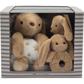 Bild på Carlo Baby Gift Set med brun kanin, filt, snutte & skallra