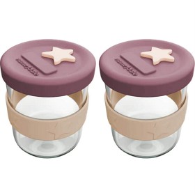 Bild på Cherub Baby Matburk Glas/Silikon 2x180 ml - Dusty Rose & Sand
