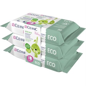 Bild på Cleanic Baby ECO Våtservetter Vege Milk 3 x 50 st