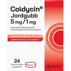 Bild på Coldycin Jordgubb 5 mg/1 mg, 24 st sugtabletter