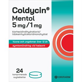 Bild på Coldycin Mentol 5 mg/1 mg, 24 st sugtabletter