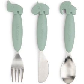Bild på Done by Deer Easy-Grip Cutlery Set Deer Friends, Green
