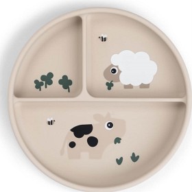 Bild på Done by Deer Stick&Stay Compartment Plate Tiny Farm, Sand