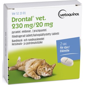 Bild på Drontal vet., filmdragerad tablett 230 mg/20 mg 2 st
