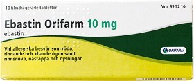 Bild på Ebastin Orifarm, filmdragerad tablett 10 mg 10 st