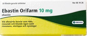 Bild på Ebastin Orifarm, filmdragerad tablett 10 mg 30 st