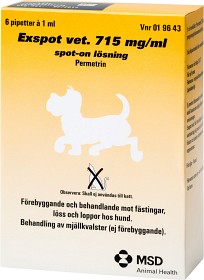 Bild på Exspot vet., spot-on, lösning 715 mg/ml 6 x 1 ml