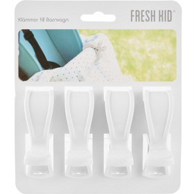 Bild på Fresh Kid Klämma till barnvagn Vit 4-pack 7cm