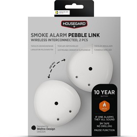 Bild på Housegard Pebble Link trådlös brandvarnare med inbyggt 10-årsbatteri, 2 st