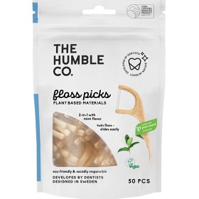 Bild på Humble Växtbaserade Tandtrådsbyglar Dubbeltråd Mint 50-Pack