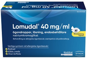 Bild på Lomudal, ögondroppar, lösning i endosbehållare 40 mg/ml 60 x 1 dos(er)