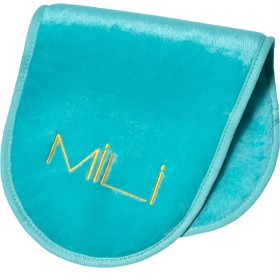 Bild på MILI Cosmetics Makeup Erase Towel Turquoise Ocean Golden Logo