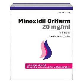 Bild på Minoxidil Orifarm, kutan lösning 20 mg/ml 3 x 60 ml