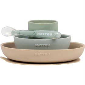 Bild på Nattou Soft Silicone Matset 4 delar Grön/Beige