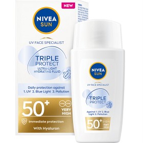 Bild på NIVEA SUN Solkräm ansikte UV Face Triple Protect Fluid SPF 50+ 40 ml