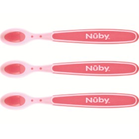 Bild på Nuby Soft Edge Hot Safe Spoon Pink +3m, 3 st