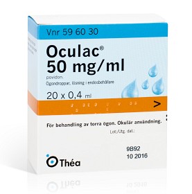 Bild på Oculac, ögondroppar, lösning i endosbehållare 50 mg/ml 20 x 0,4 ml