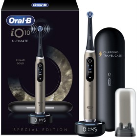 Bild på Oral-B iO10 Eltandborste Lunar Gold (1 tandborsthuvud, 1 resefodral för laddning, 1 refillhållare)