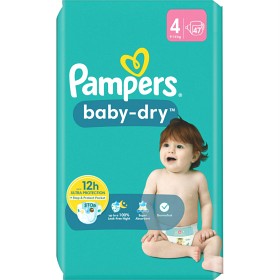 Bild på Pampers Baby-Dry Blöjor, storlek 4 (9kg-14kg) 47 blöjor