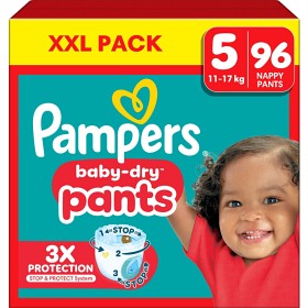 Bild på Pampers Baby-Dry Byxblöjor Storlek 5 (11kg-17kg) 96 blöjor
