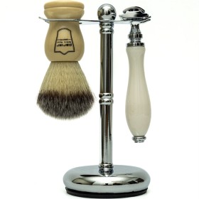 Bild på Parker Shaving 3 Piece Ivory Brush 111W Chrome Stand