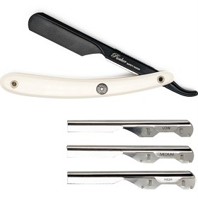 Bild på Parker Shaving PTAWK Adjustable Push w. 3 blade option White Handle Barber/Straight Razor