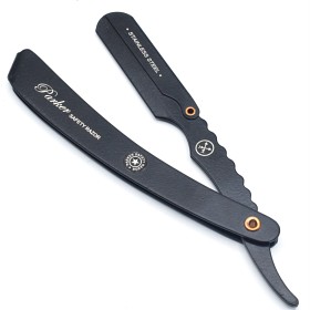 Bild på Parker Shaving SRXBLX Heavy Duty Stainless Steel Handle Clip Type Black Blade Holder Barber/Straight Razor