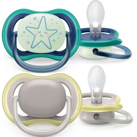 Bild på Philips Avent Napp Ultra Air Day & Night 2-pack, 6-18 m, Grön och gul