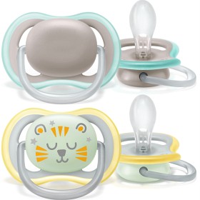 Bild på Philips Avent Napp Ultra Air Day & Night, 2-pack 18 m+, Beige och gul