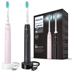 Bild på Philips Sonicare eltandborste 3100 Series 2-pack Ljusrosa & Svart