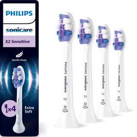 Bild på Philips Sonicare S2 Sensitive borsthuvuden, Vita, 4-pack, HX6054/87