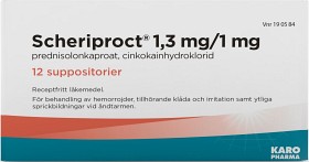Bild på Scheriproct, suppositorium 1,3 mg/1 mg 12 st
