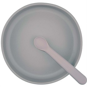 Bild på Summerville Tallrik och sked silikon Silver grey